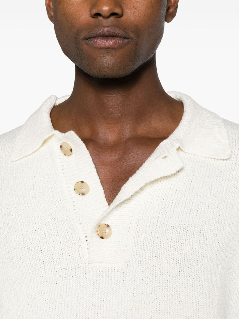 White Knitted Polo Shirt