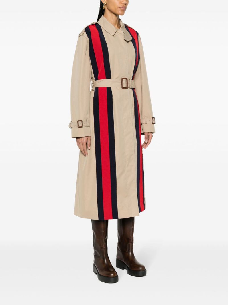 Neutral Web Stripe Trench Coat