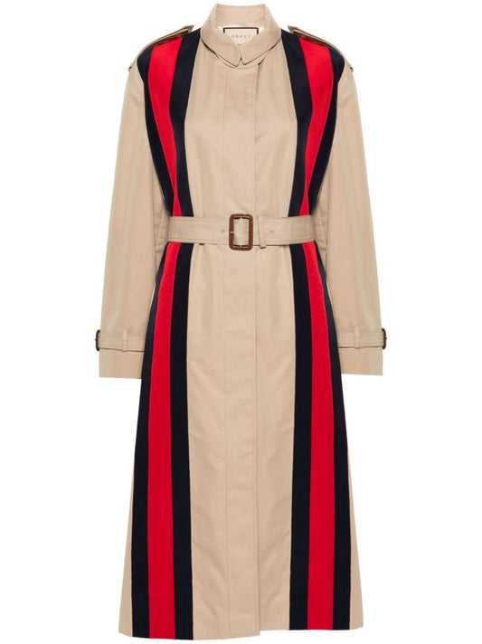 Neutral Web Stripe Trench Coat