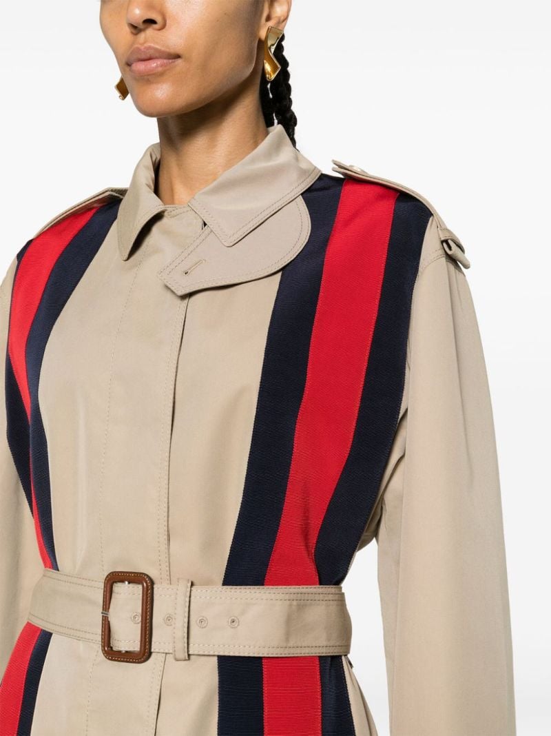 Neutral Web Stripe Trench Coat