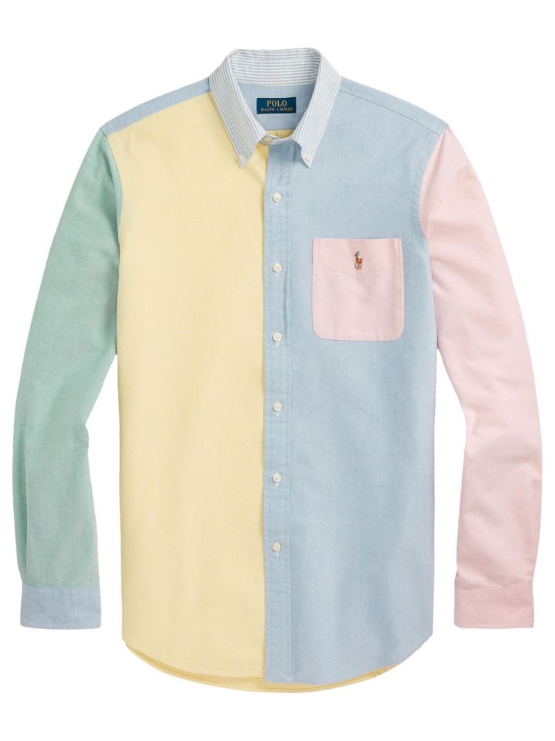 Yellow Oxford Colour-block Cotton Shirt