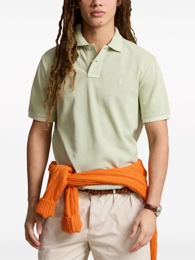 Green Polo Pony-embroidered Cotton Polo Shirt