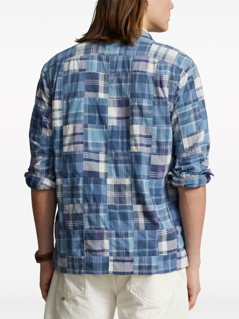 Blue Patchwork-print Cotton Shirt