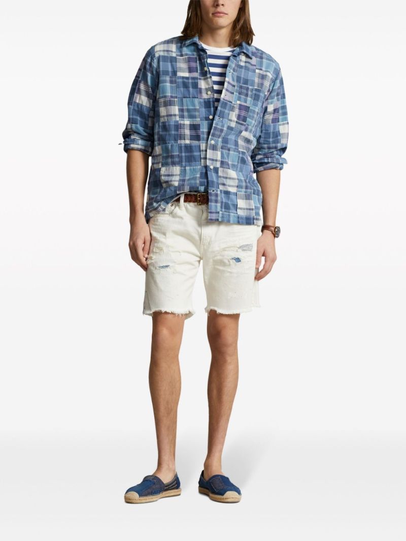 Blue Patchwork-print Cotton Shirt