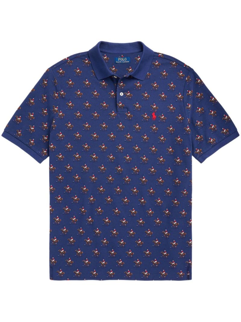 Blue Polo Pony Polo Cotton Polo Shirt