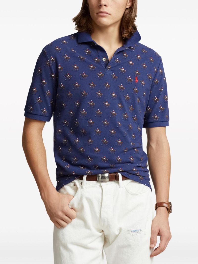 Blue Polo Pony Polo Cotton Polo Shirt
