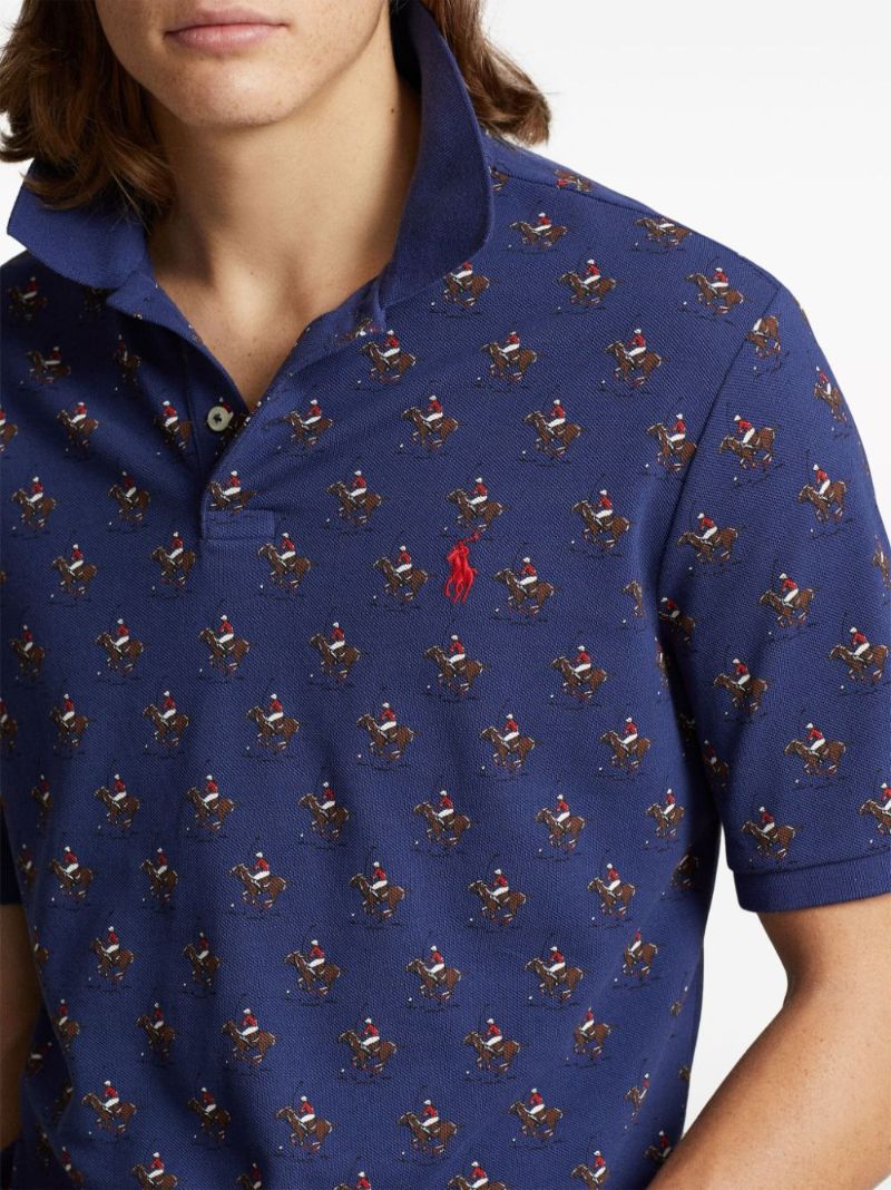 Blue Polo Pony Polo Cotton Polo Shirt