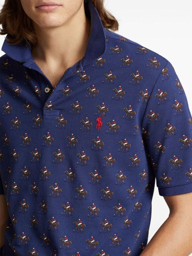 Blue Polo Pony Polo Cotton Polo Shirt