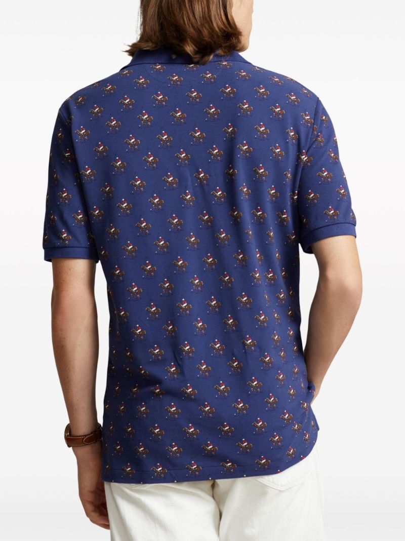 Blue Polo Pony Polo Cotton Polo Shirt