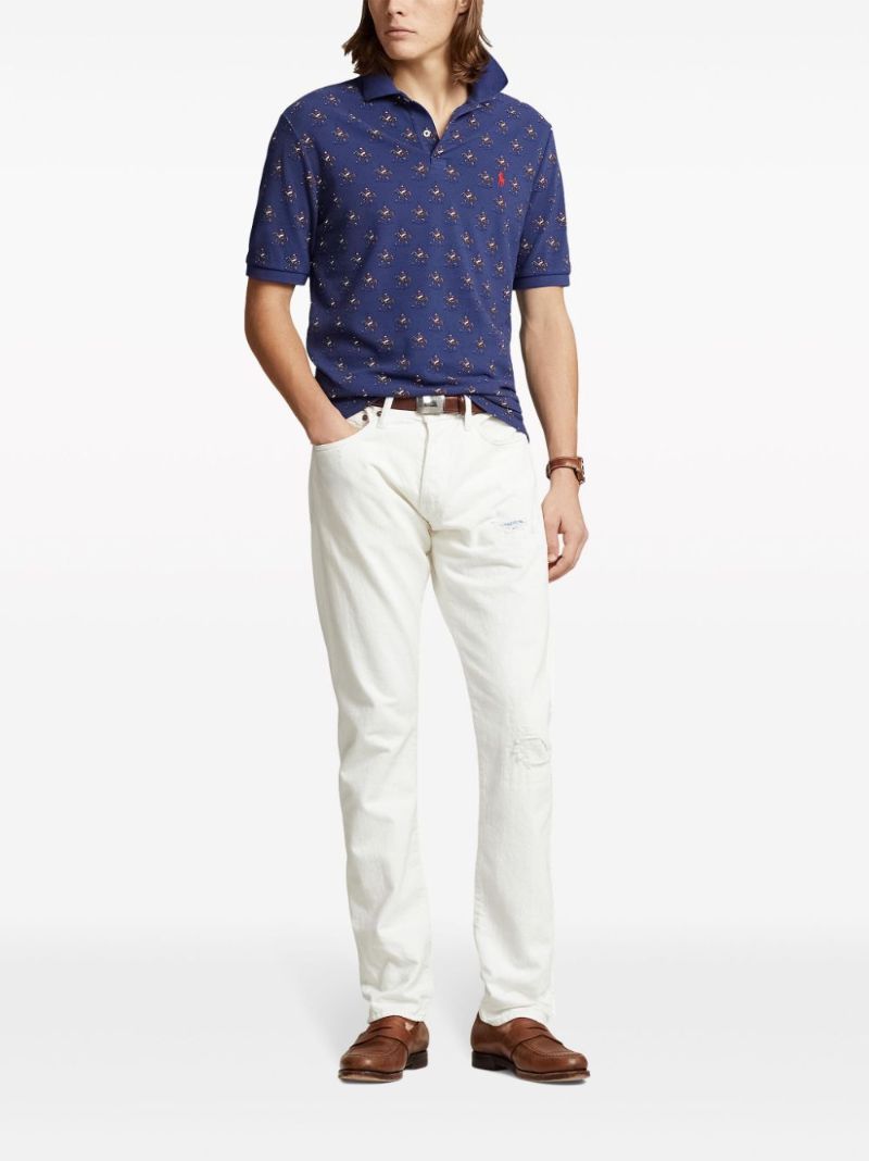 Blue Polo Pony Polo Cotton Polo Shirt