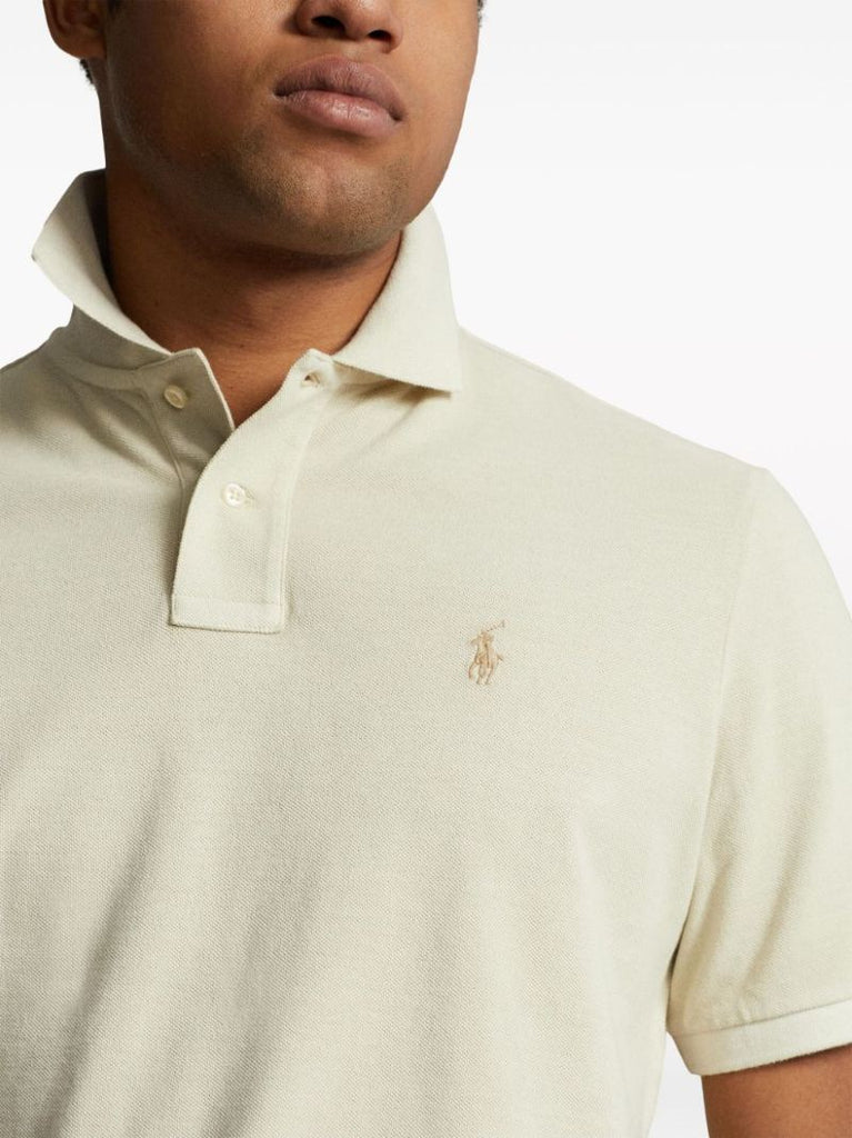 Neutral Polo Pony-embroidered Cotton Polo Top