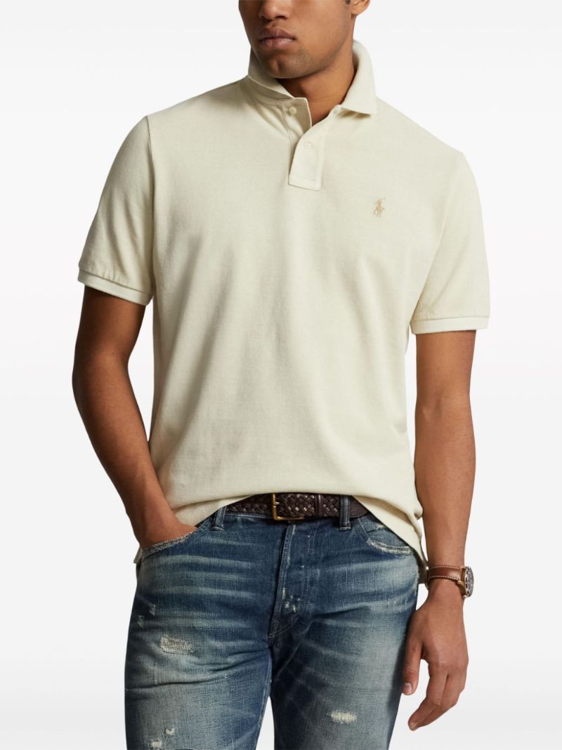 Neutral Polo Pony-embroidered Cotton Polo Top