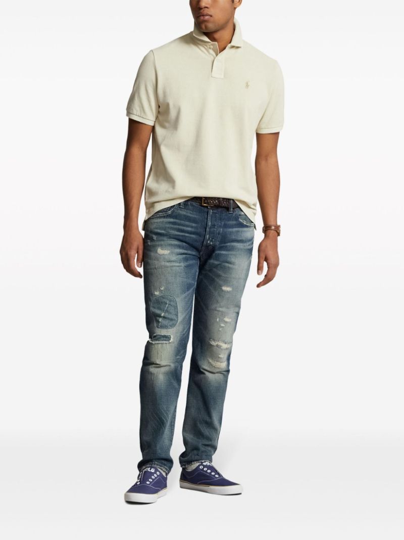 Neutral Polo Pony-embroidered Cotton Polo Top