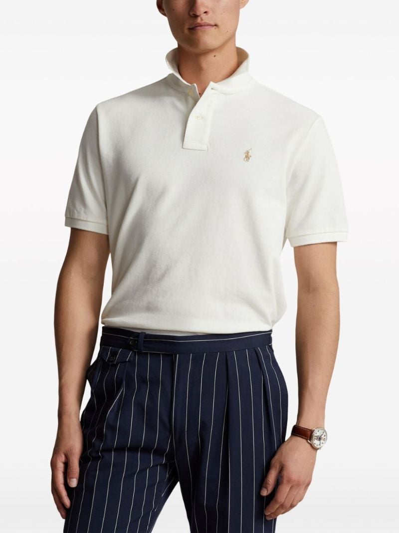 White Polo Pony Cotton Polo Shirt