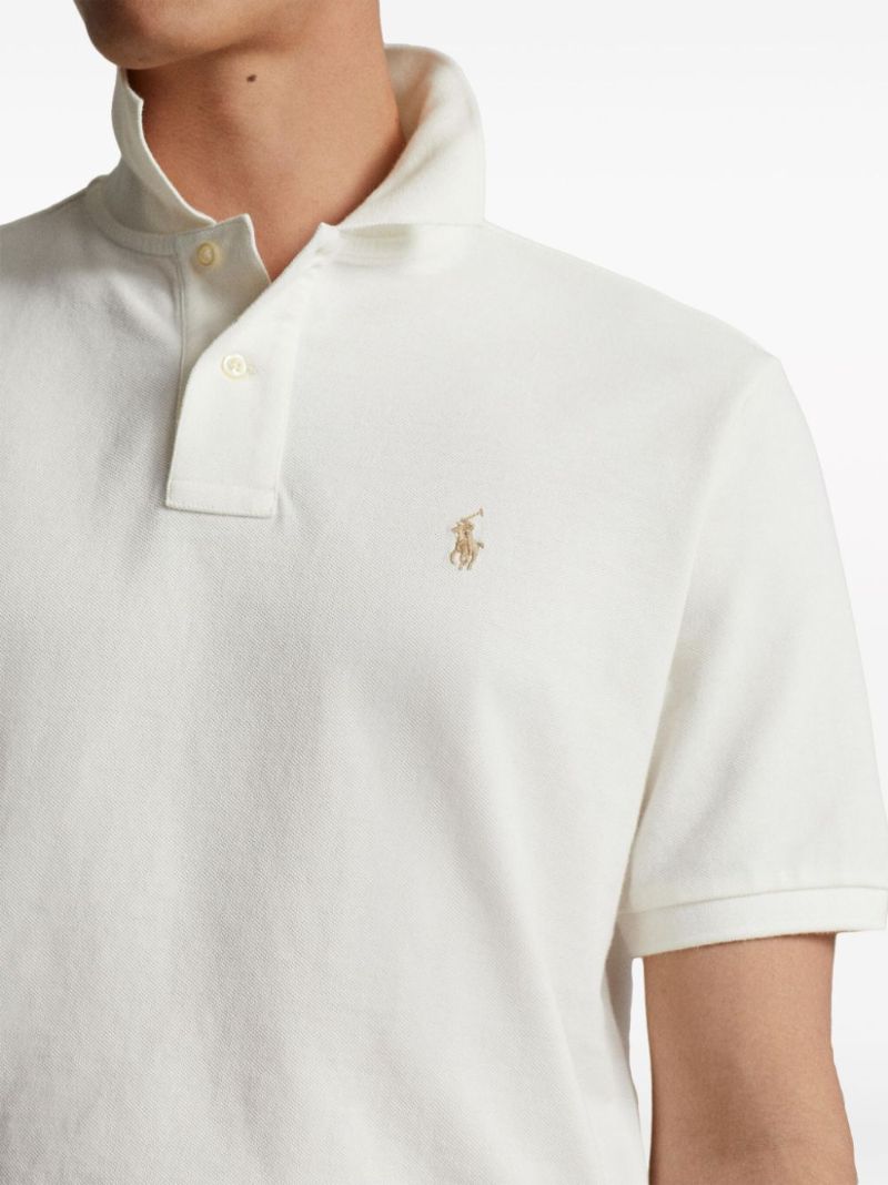 White Polo Pony Cotton Polo Shirt