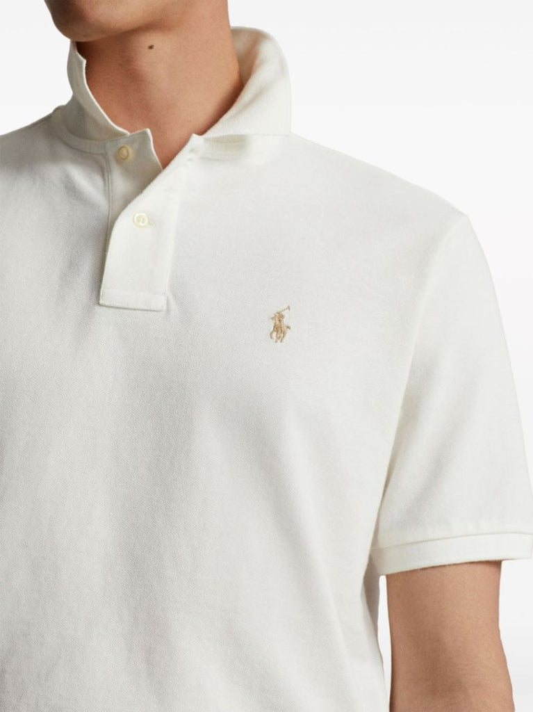 White Polo Pony Cotton Polo Shirt