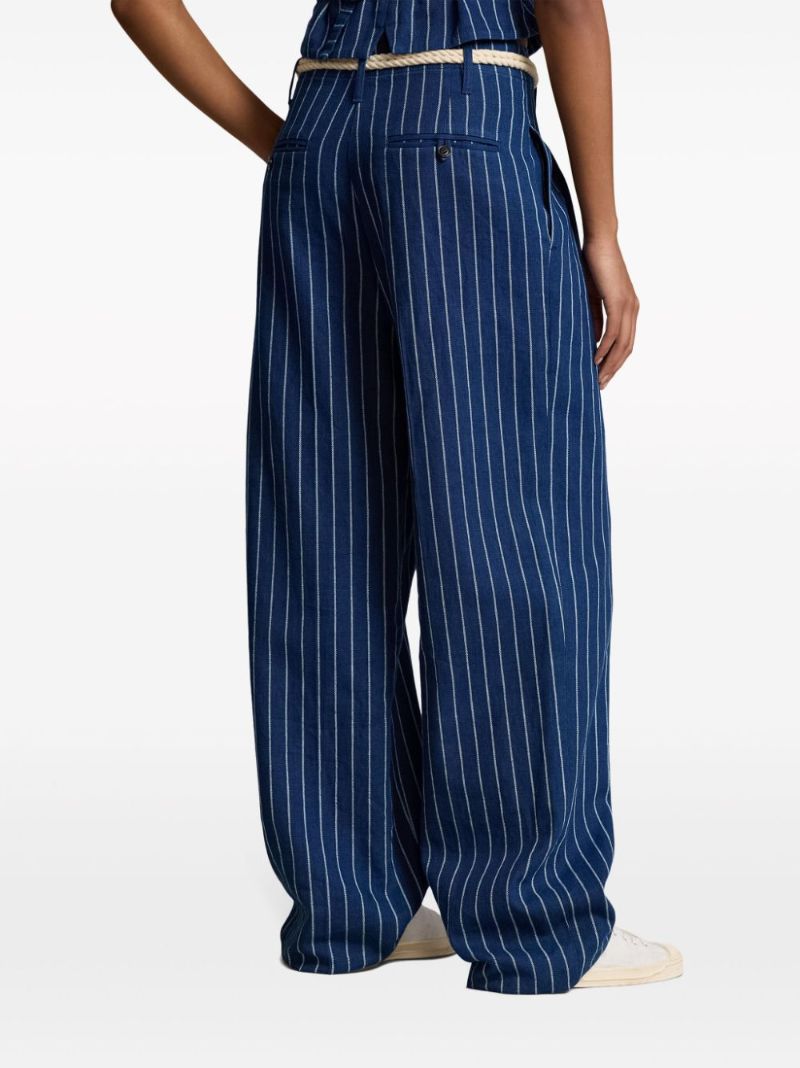 Blue Striped Straight Trousers