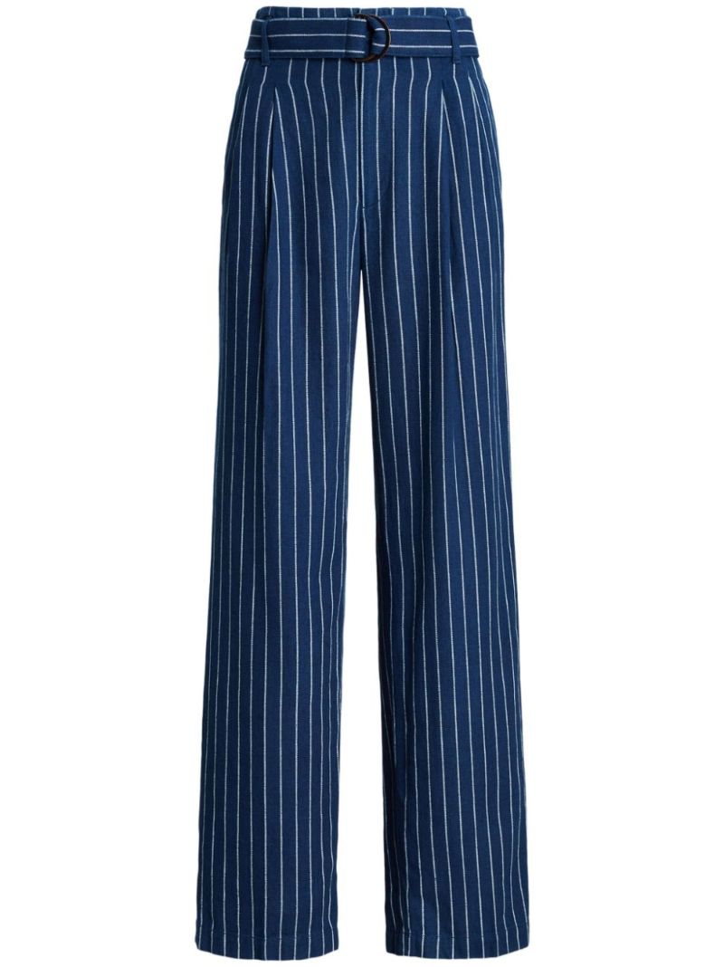 Blue Striped Straight Trousers