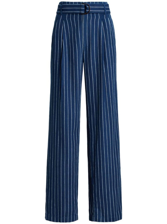 Blue Striped Straight Trousers
