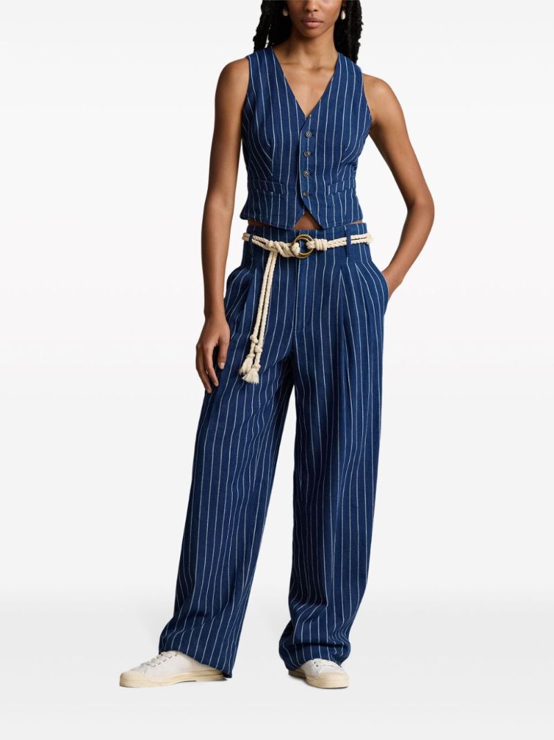 Blue Striped Straight Trousers