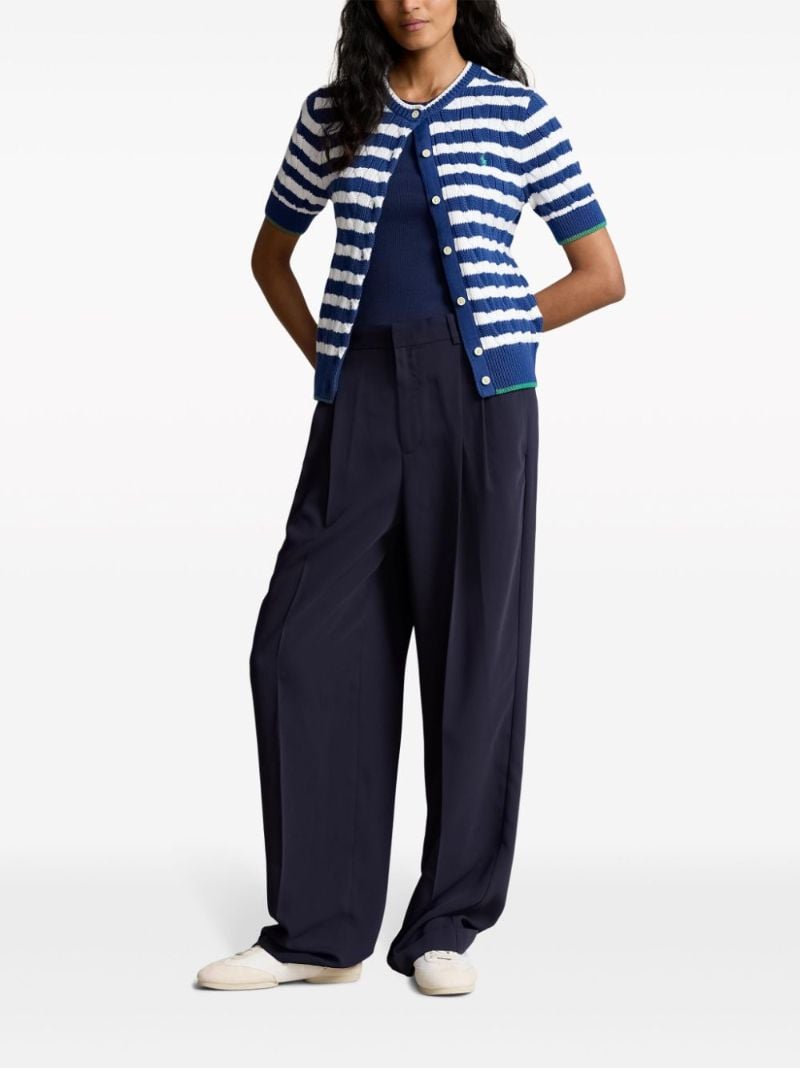 Blue Cable-knit Striped Top