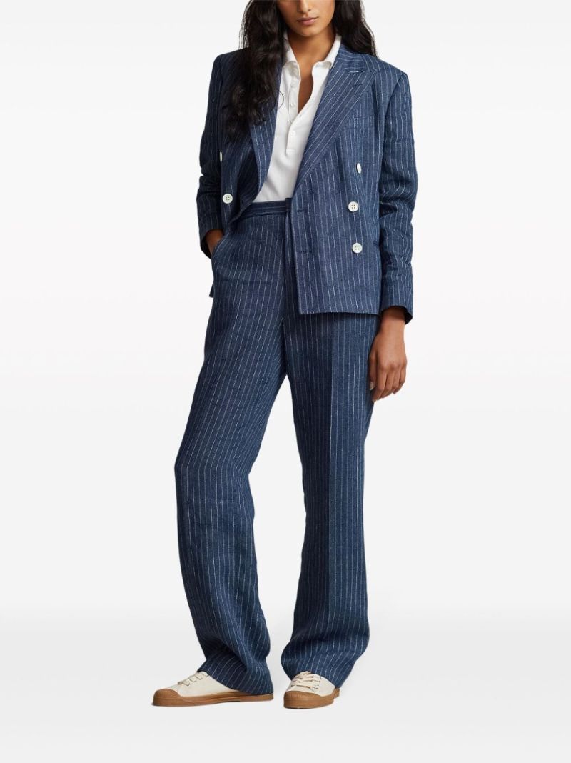 Blue Pinstripe Straight Trousers