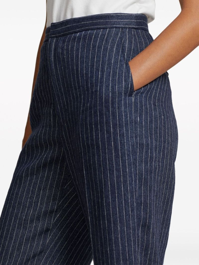 Blue Pinstripe Straight Trousers