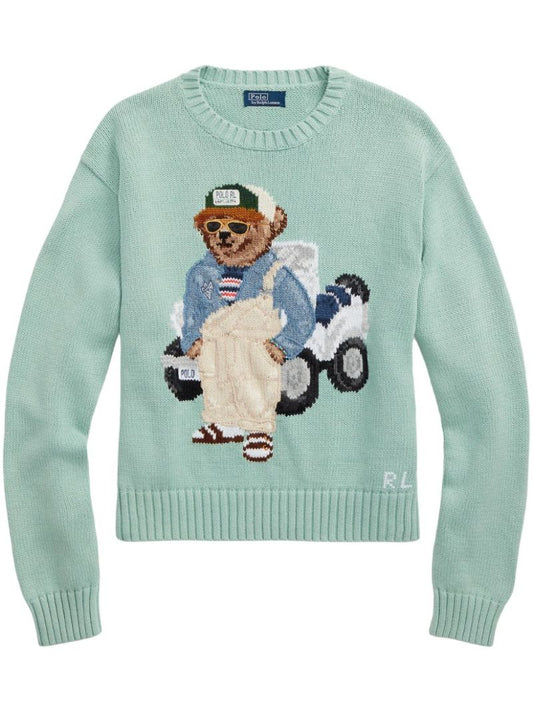 Green Polo Bear Cotton Sweater