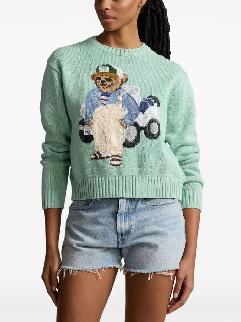 Green Polo Bear Cotton Sweater