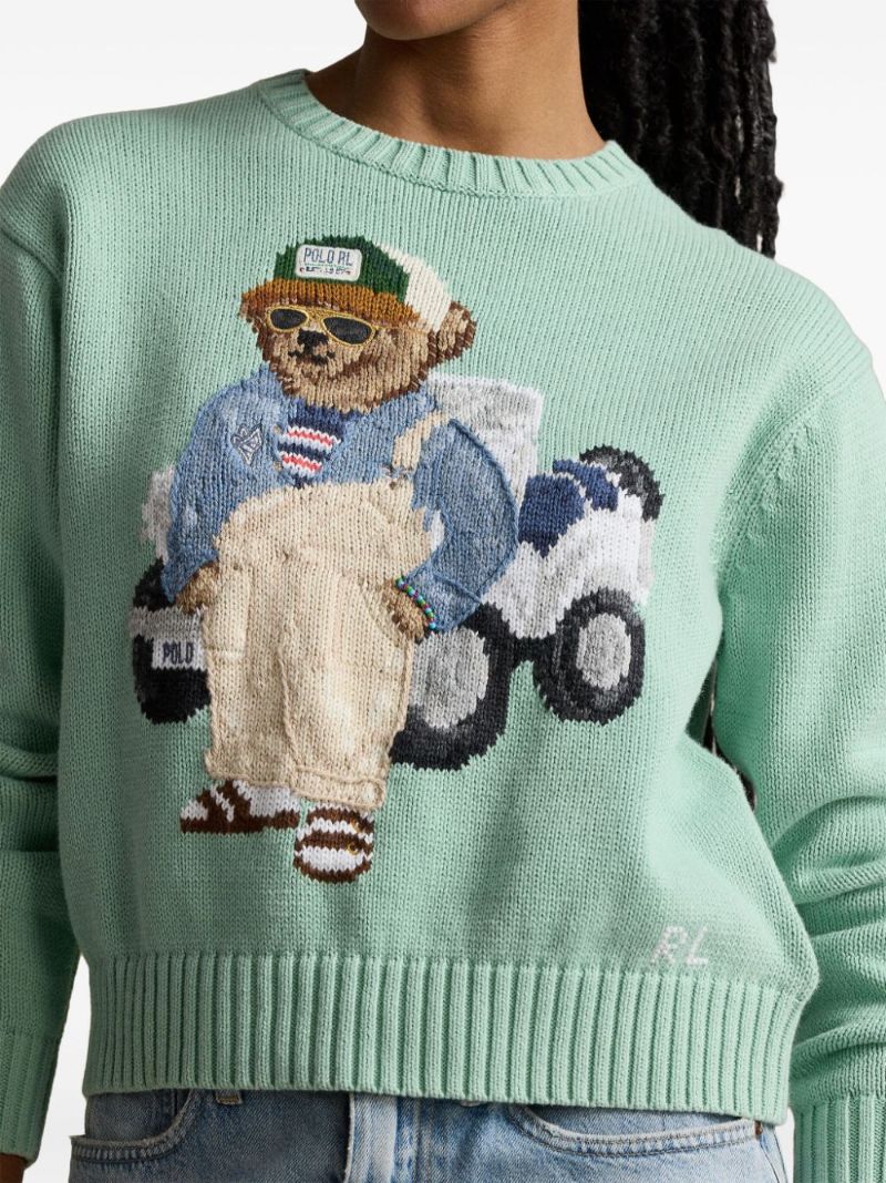 Green Polo Bear Cotton Sweater