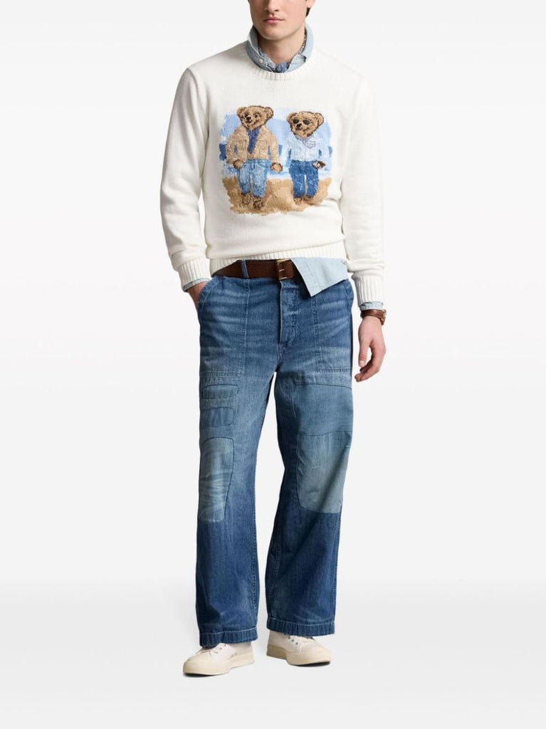 White the Ralph & Ricky Bear Cotton Jumper