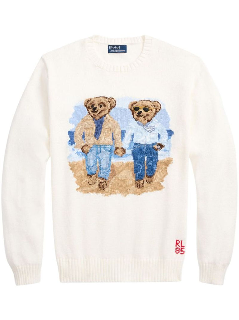 White the Ralph & Ricky Bear Cotton Jumper