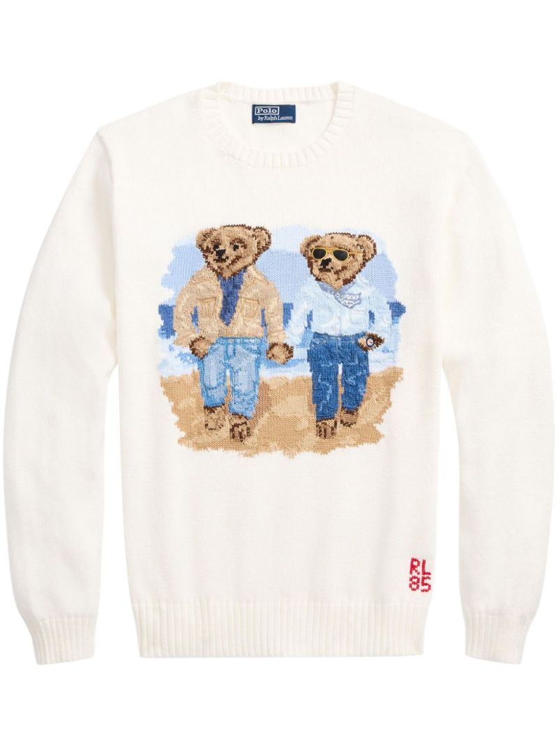 White the Ralph & Ricky Bear Cotton Jumper