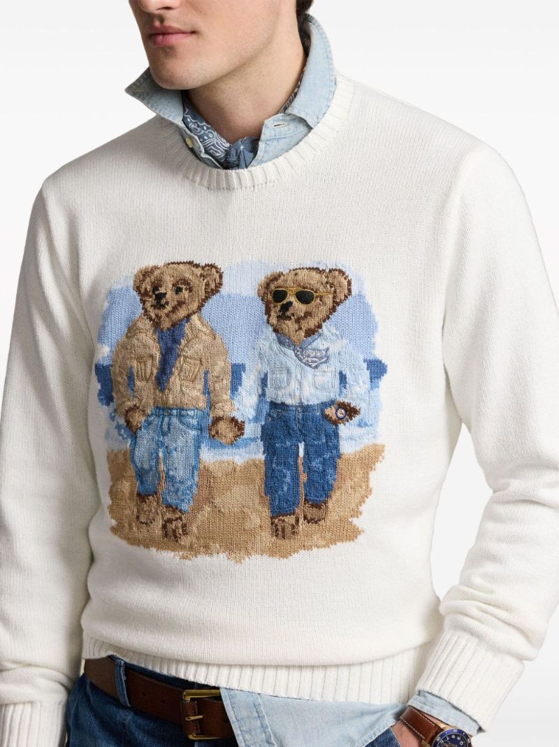 White the Ralph & Ricky Bear Cotton Jumper