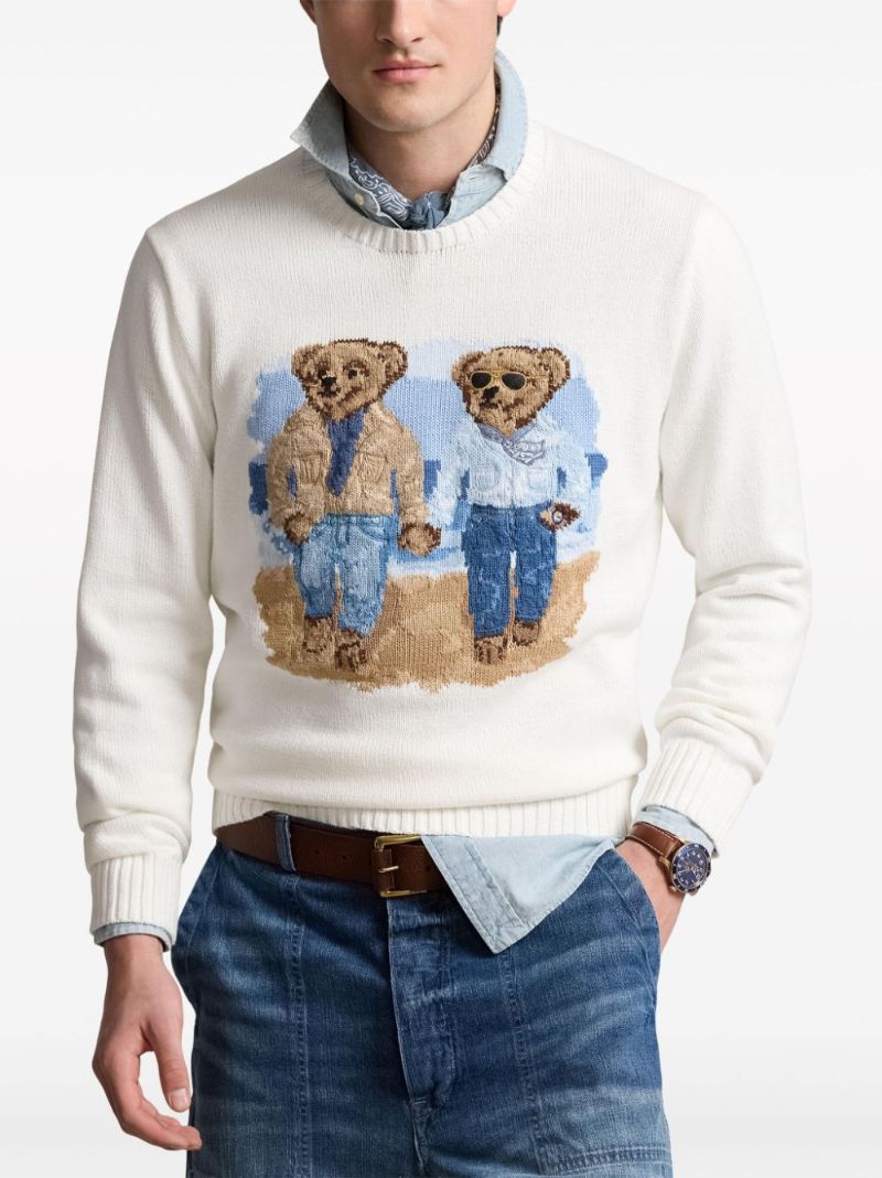White the Ralph & Ricky Bear Cotton Jumper