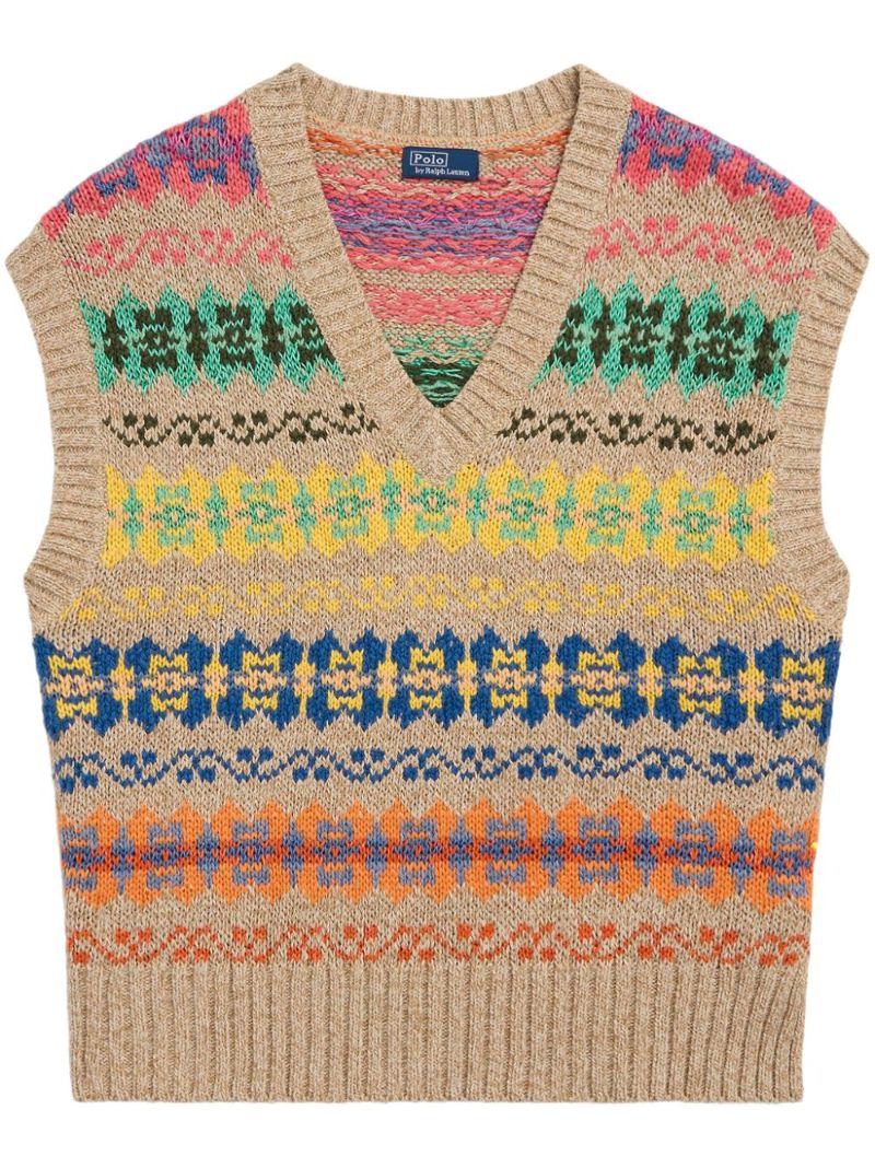 Neutral Intarsia-knit Vest
