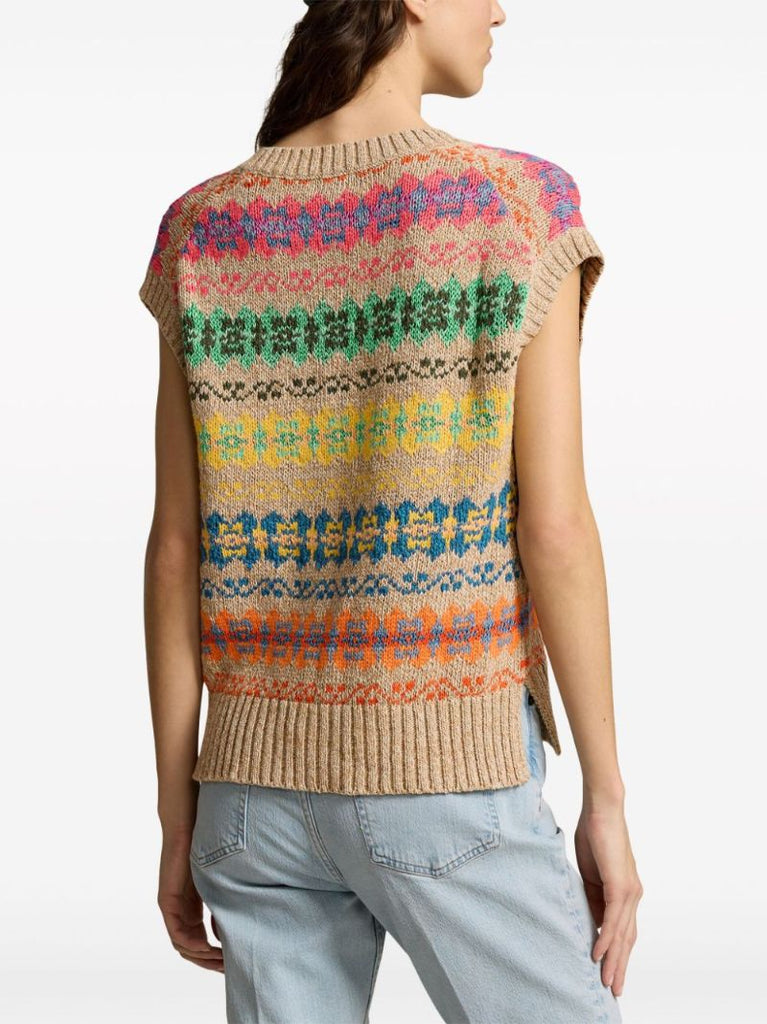 Neutral Intarsia-knit Vest