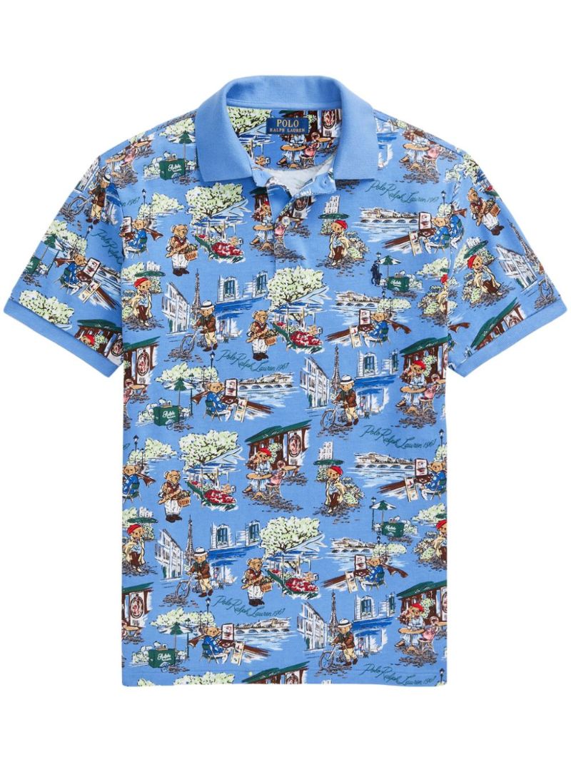Blue Polo Bear Paris Polo Shirt