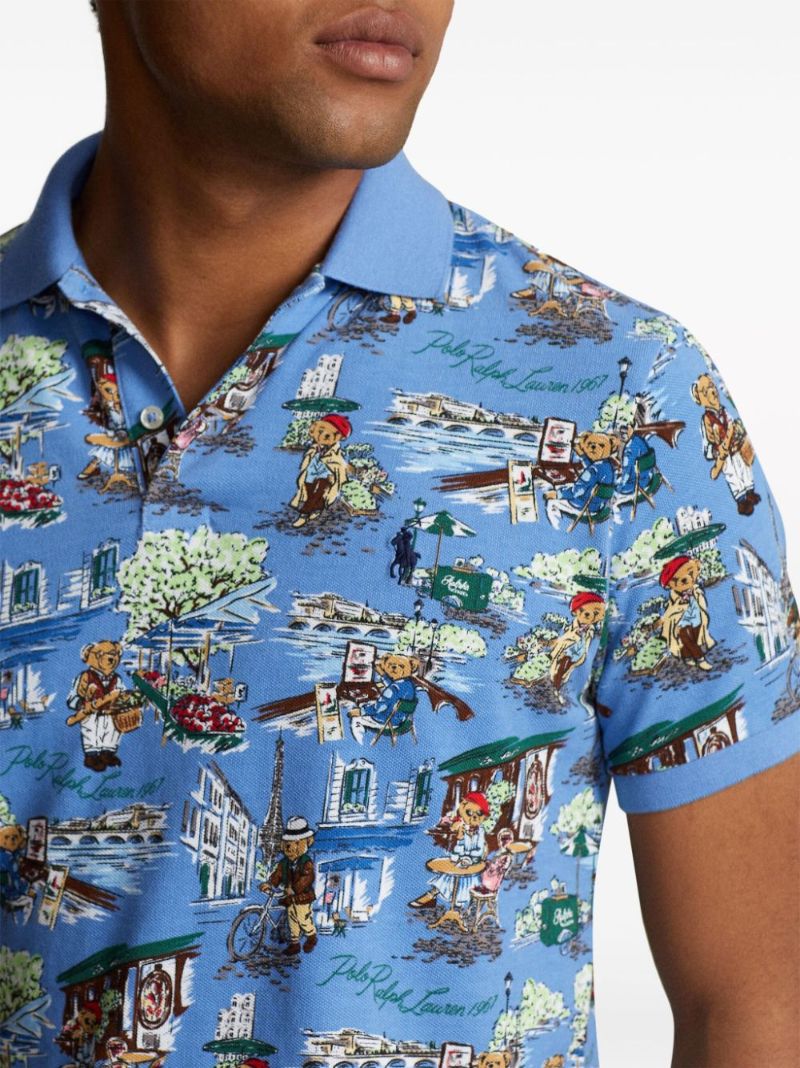 Blue Polo Bear Paris Polo Shirt