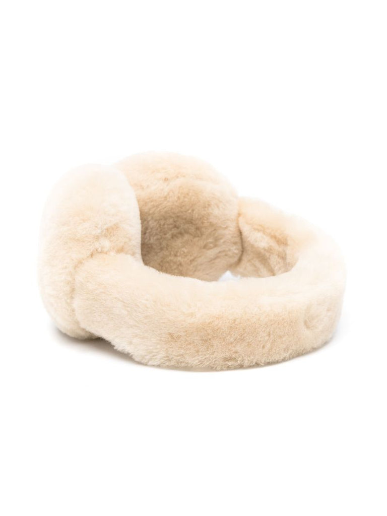 Neutral Triangle-logo Shearling Earmuffs