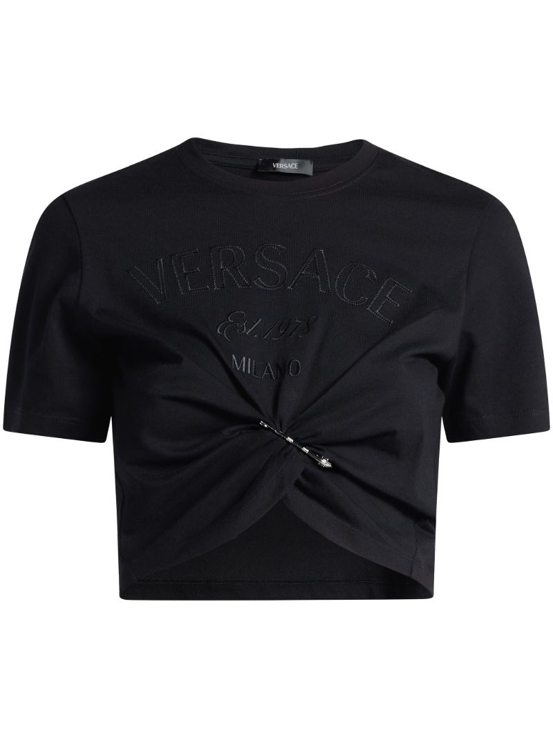 Black  Versace Milano Stamp Cotton T-shirt