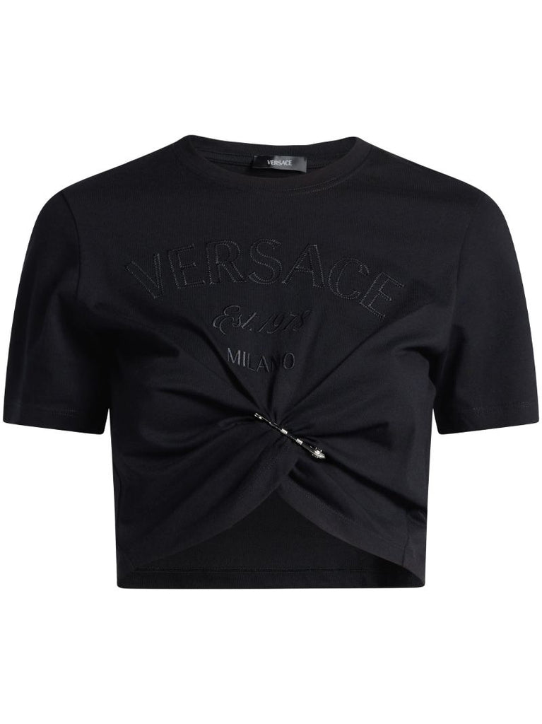 Black  Versace Milano Stamp Cotton T-shirt