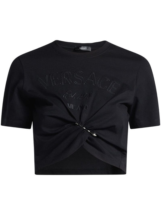 Black  Versace Milano Stamp Cotton T-shirt