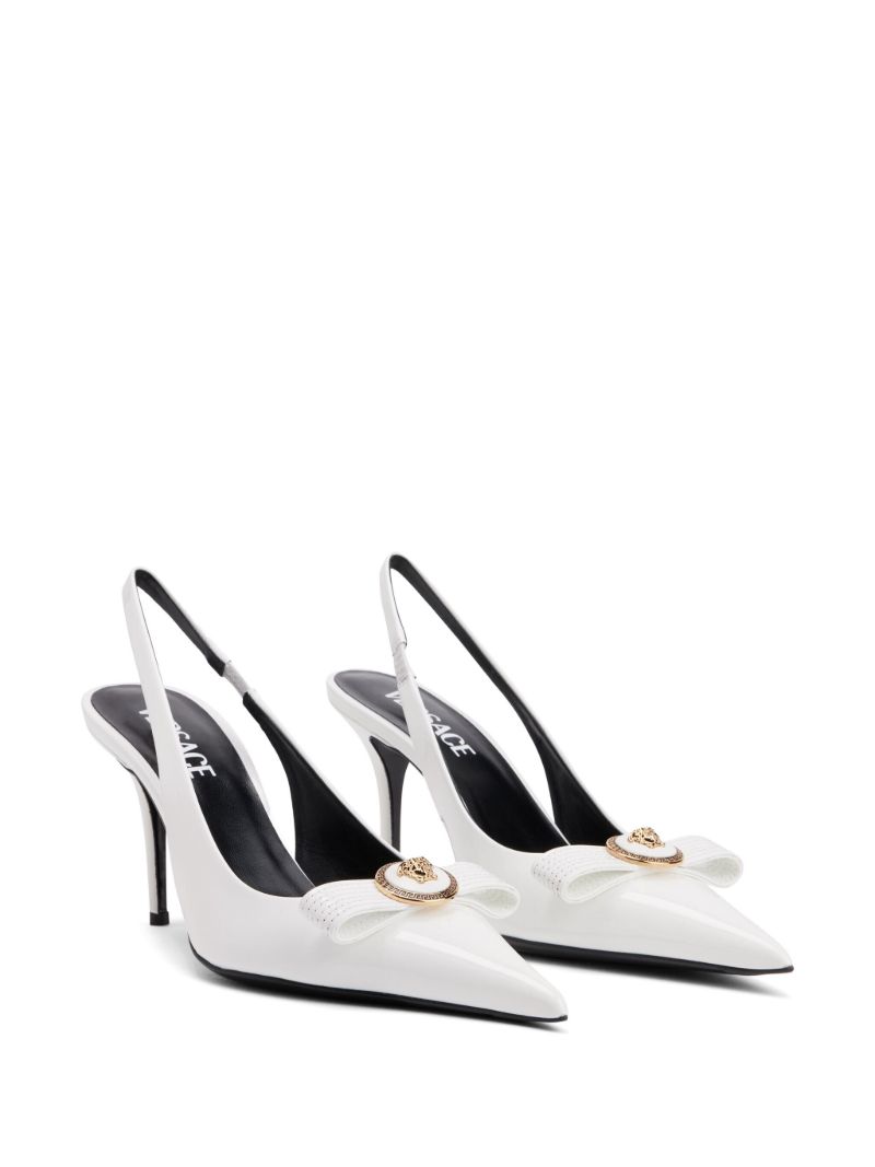 White Gianni Ribbon 90 Pumps