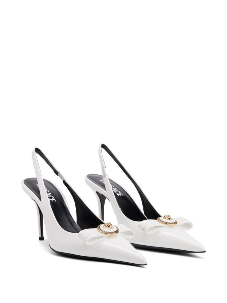 White Gianni Ribbon 90 Pumps