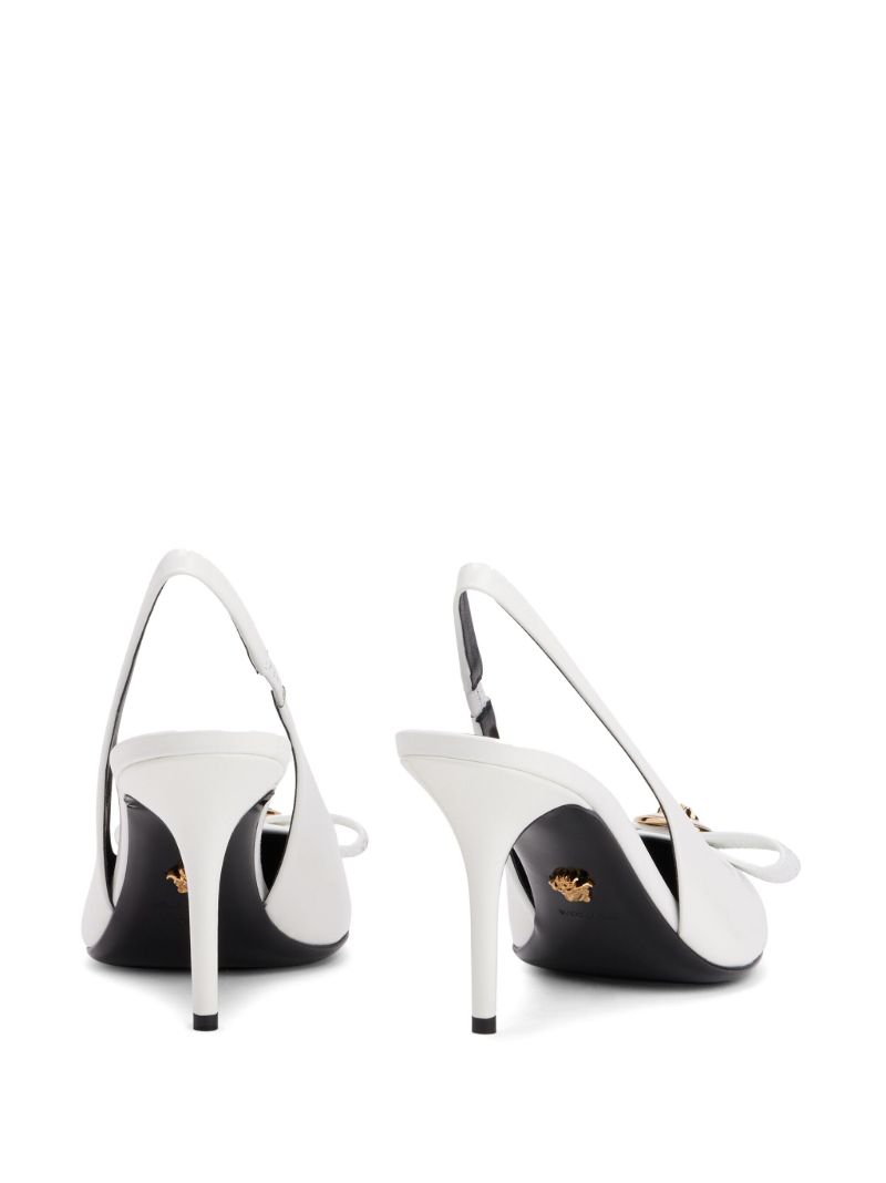 White Gianni Ribbon 90 Pumps