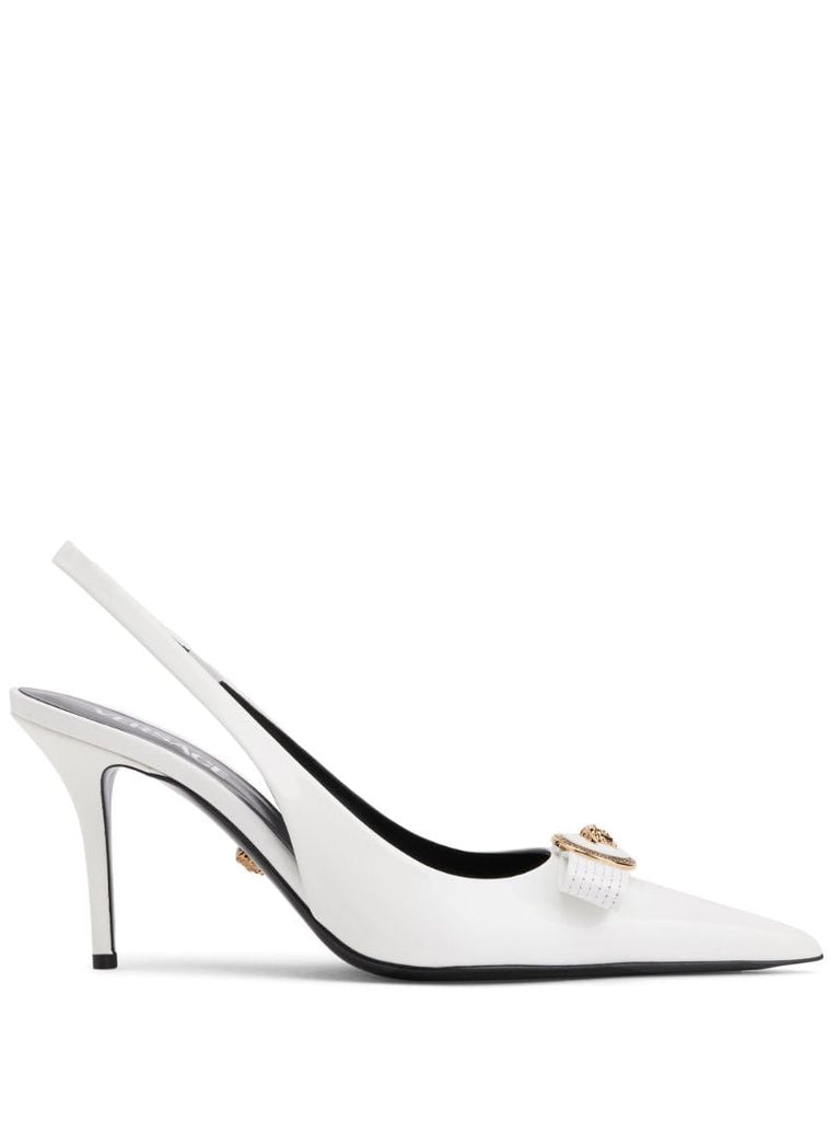 White Gianni Ribbon 90 Pumps