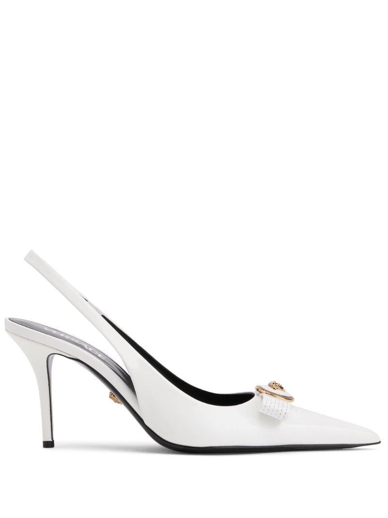 White Gianni Ribbon 90 Pumps