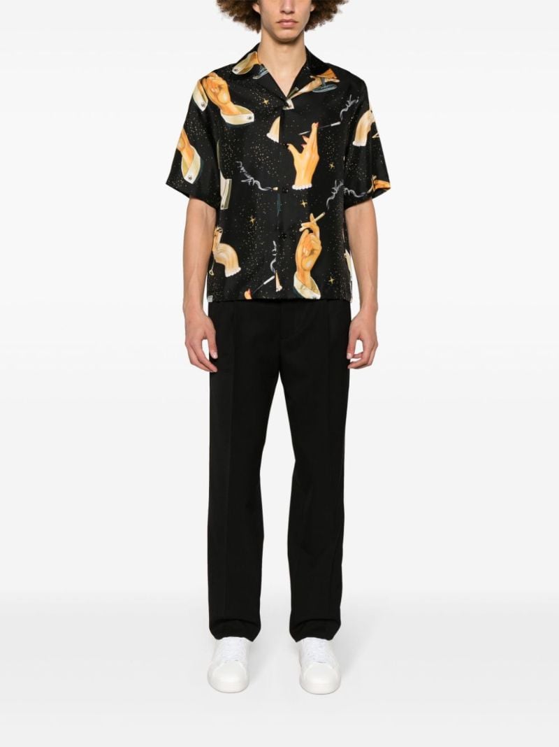 Black Champagne-print Silk Shirt