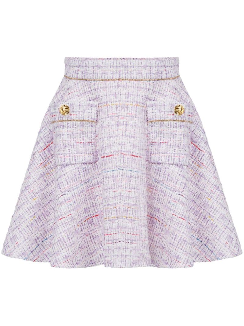 Purple A-line Tweed Mini Skirt